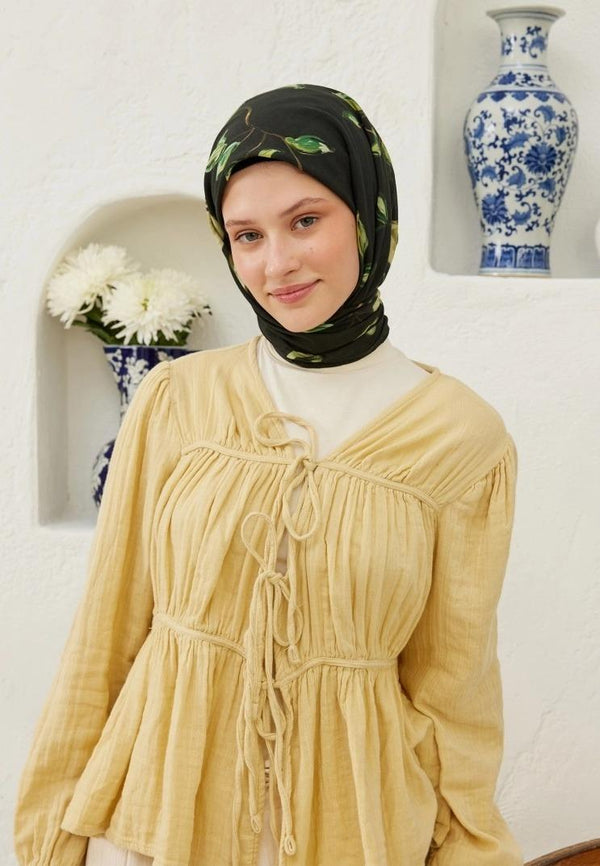 Koyu Yeşil Bridget Pamuk Vual Eşarp