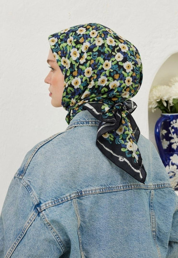 Siyah Serena Pamuk Vual Eşarp