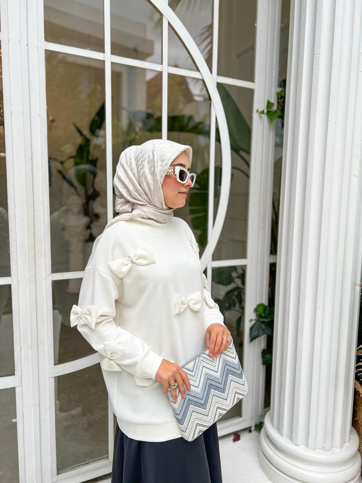 Ekru 4285 Modal Kurdele Detaylı Tunik