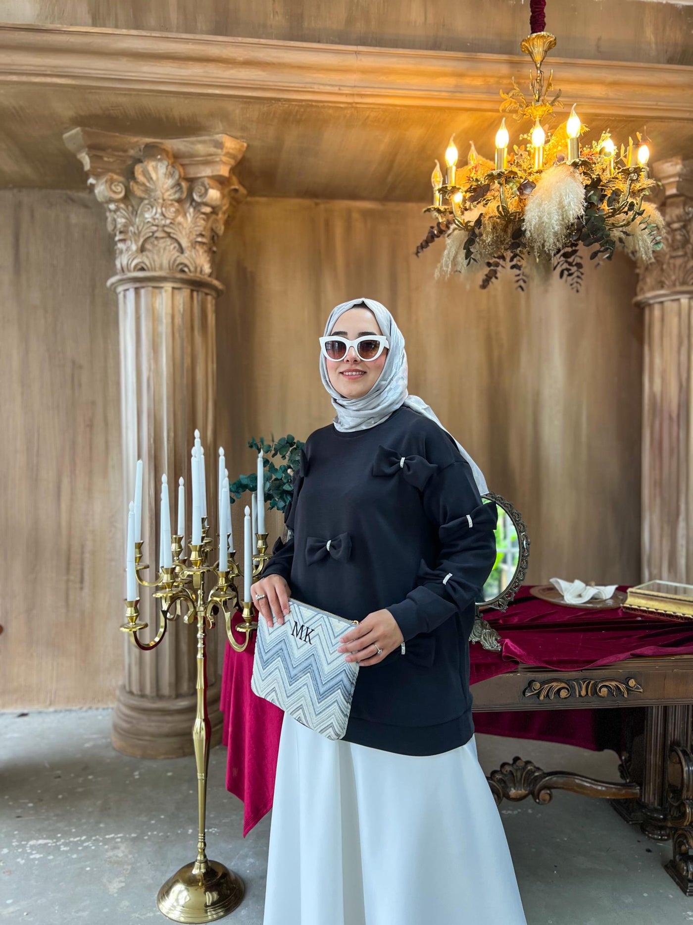 Siyah 4285 Modal Kurdele Detaylı Tunik