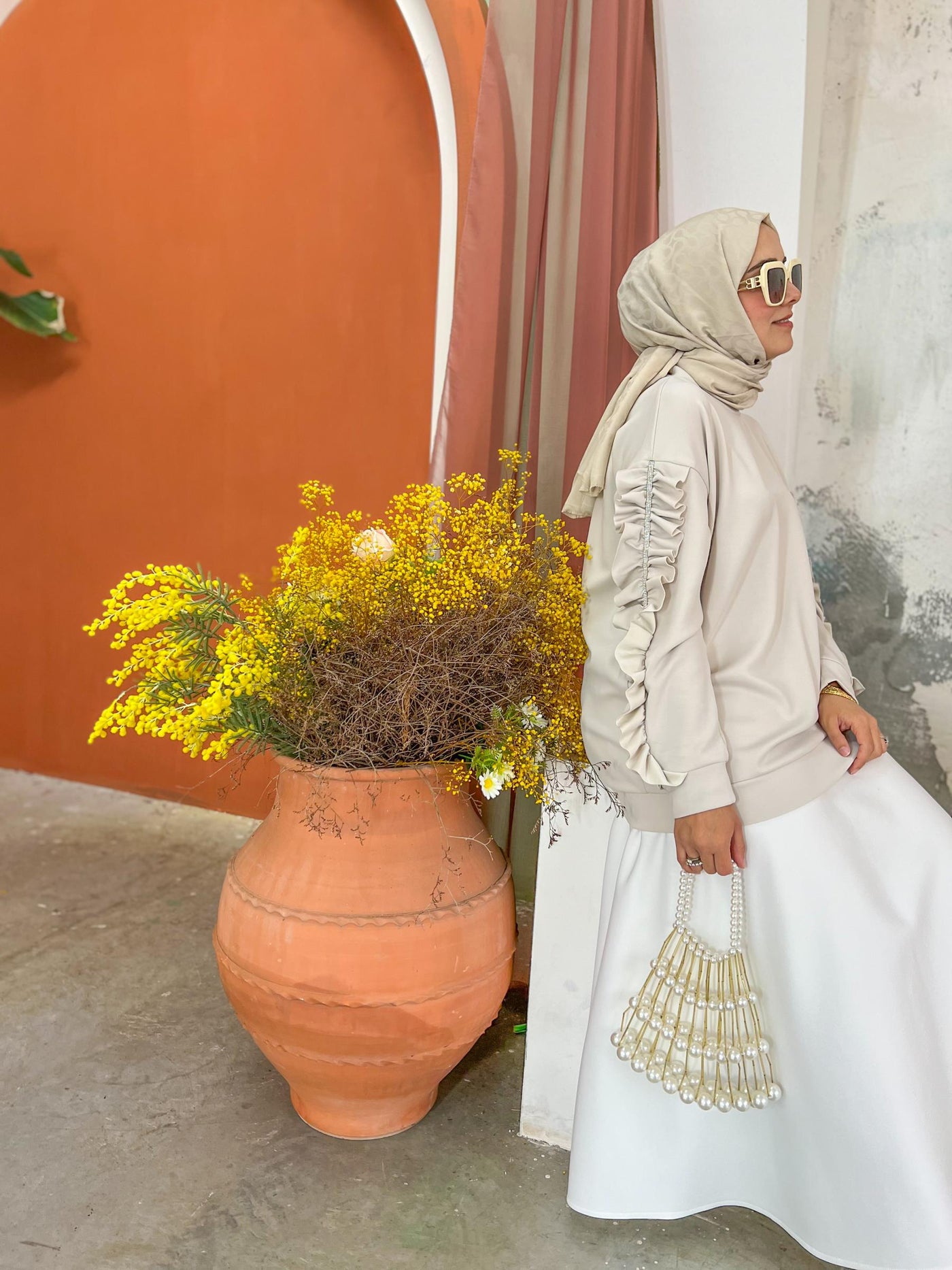Bej 4284 Kol Detay Modal Tunik