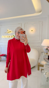Kırmızı Zarafet Tunik