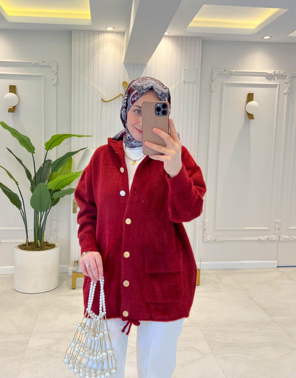 Bordo 40936 Angora Bomber Ceket