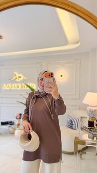 Kahve Fular Detay Tunik