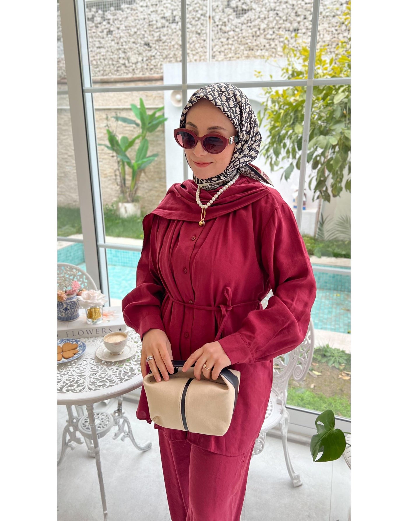 Bordo 21106 Fularlı Takım