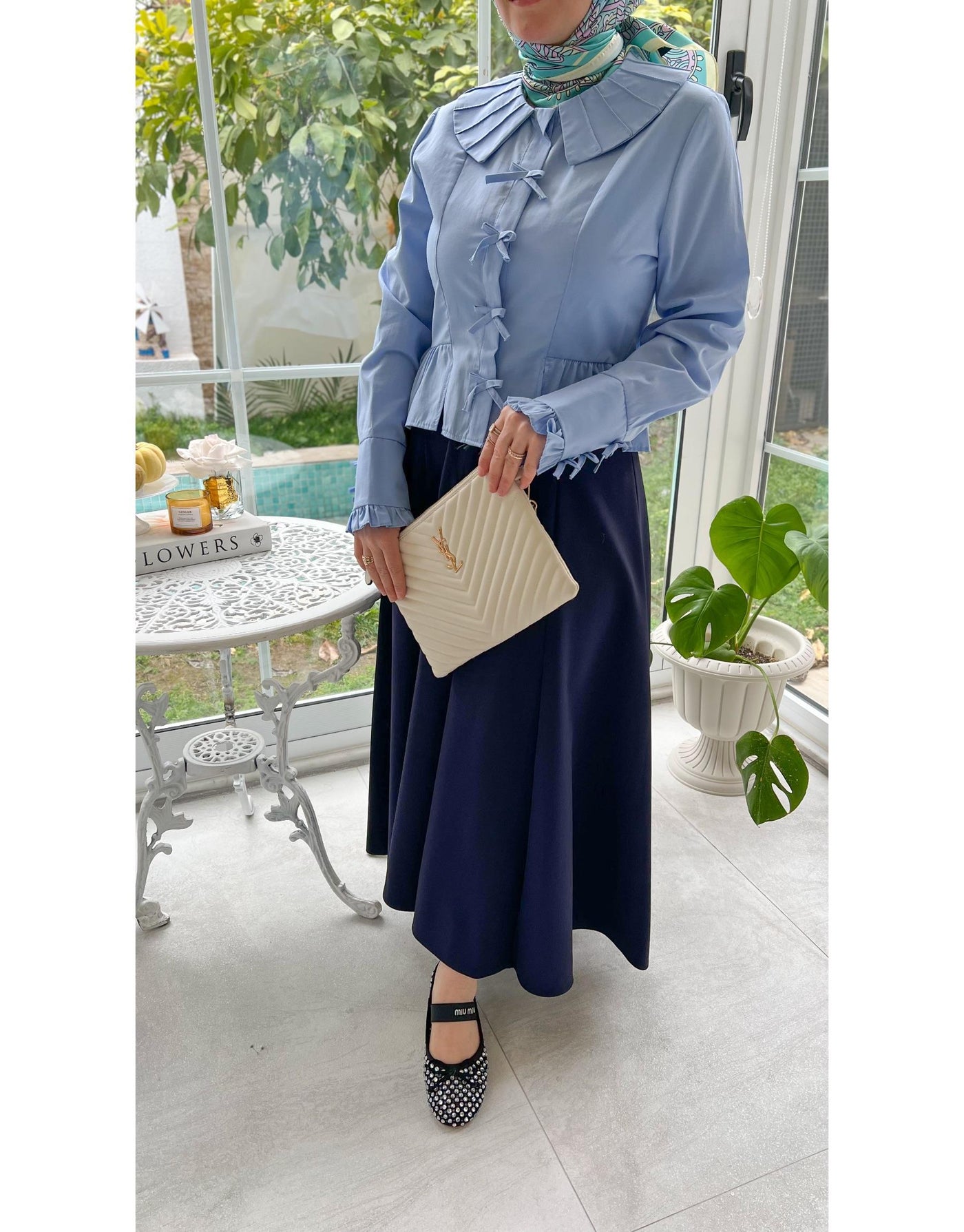 Lacivert 2979 Fermuarlı Kesimli Çan Etek
