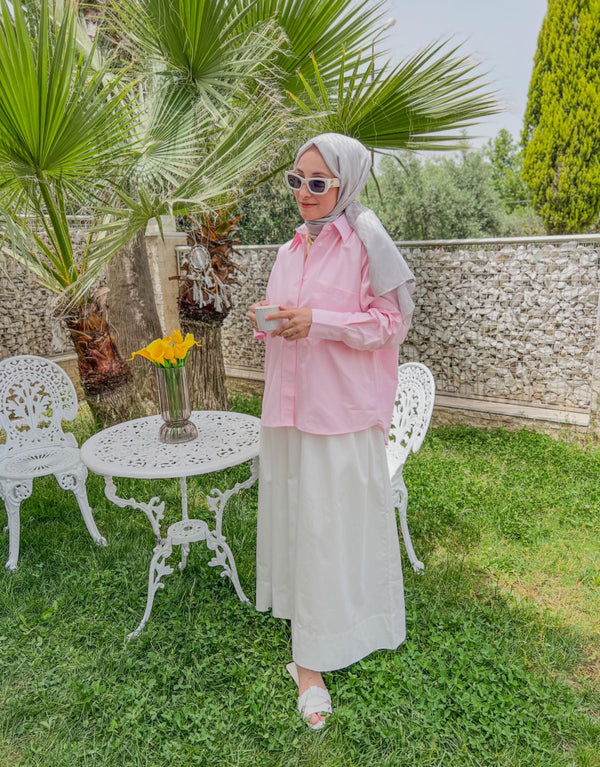 Pembe Poplin Basic Gömlek