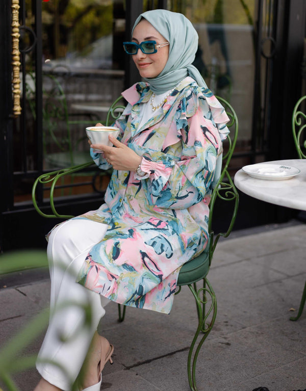 Pembe Mavi Melinda Desen Gömlek