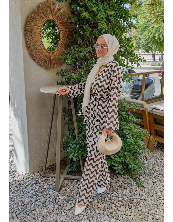 Siyah Krem 3595 Kimono Takım