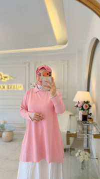 Pembe İnci Yaka Triko