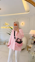 Pembe  Çizgi Detay Sweat