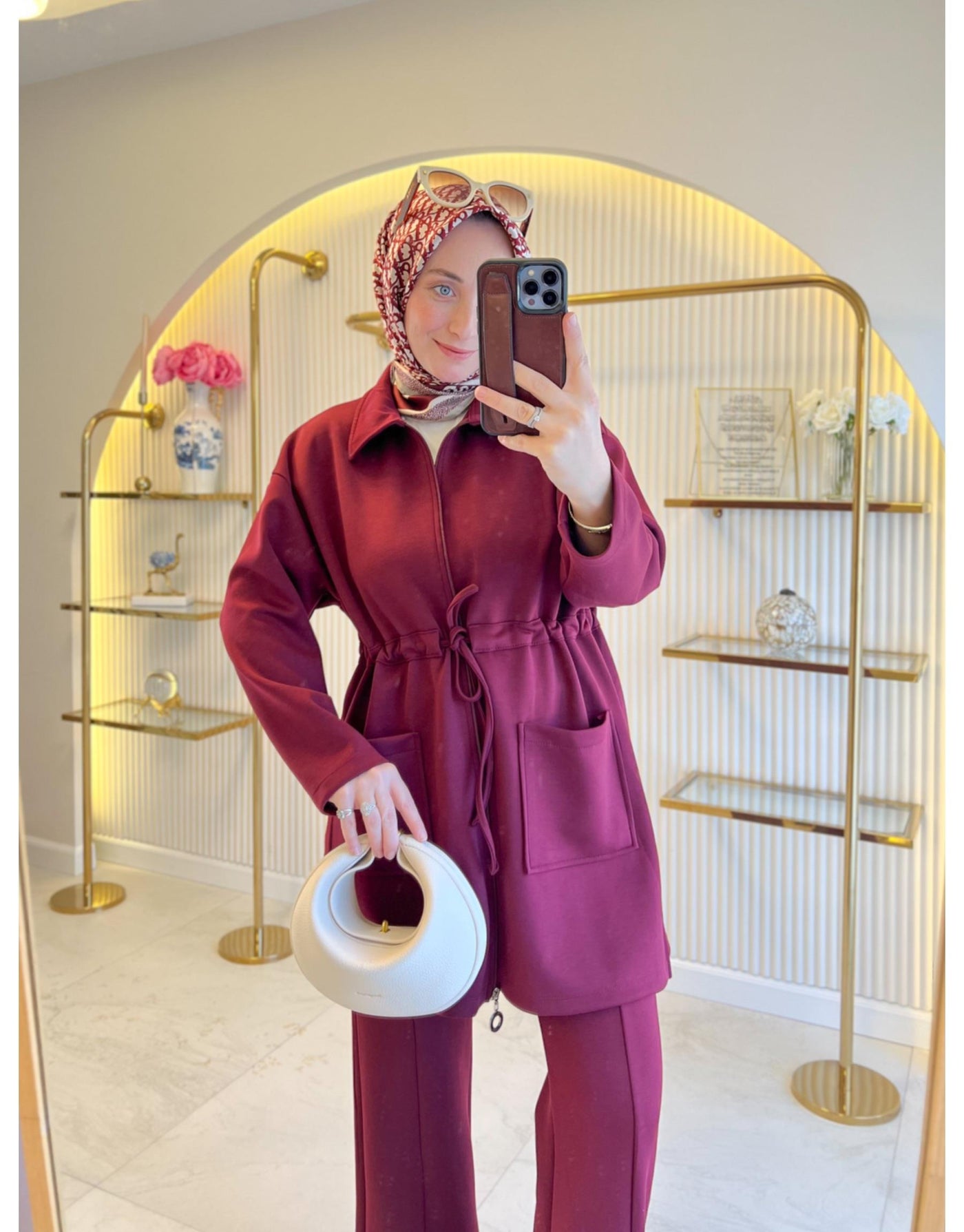 Bordo Bağlamalı Modal Takım