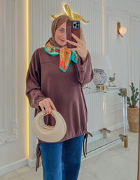 Kahve 24381 İpli Modal Tunik
