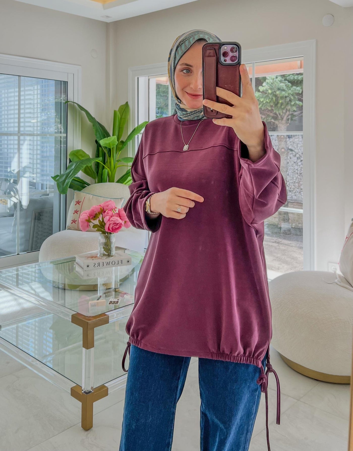 Bordo 24381 İpli Modal Tunik