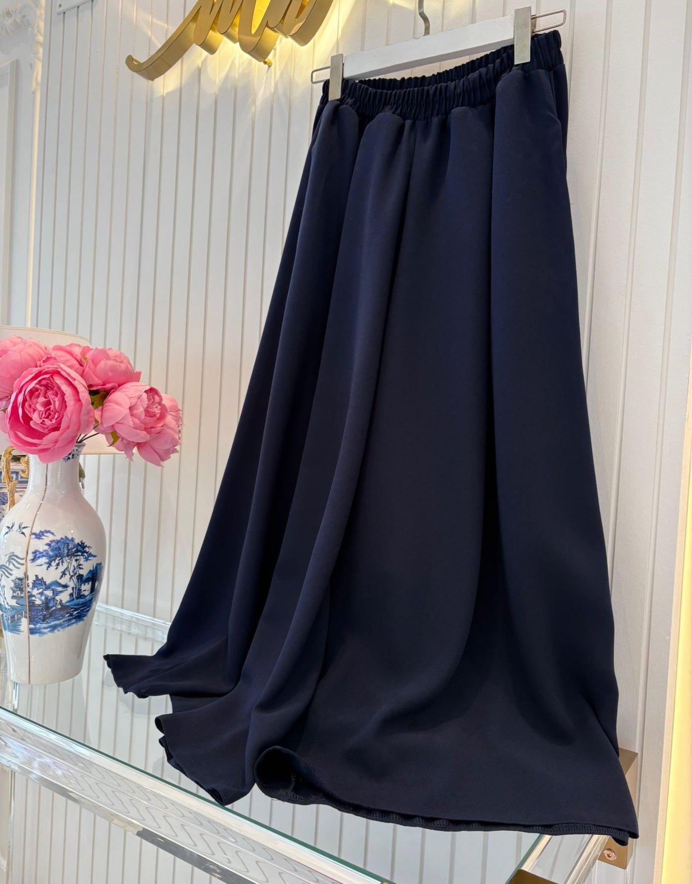 Lacivert Comfy Krep Pantolon Etek