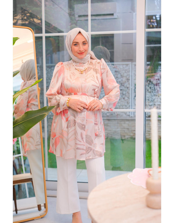 Pastel Pembe Sofia İpek Yoryo Gömlek