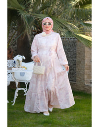 SOFT PEMBE HİLAY DESEN ELBİSE
