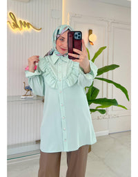 Mint 314 Ruffle Taş Yaka Gömlek