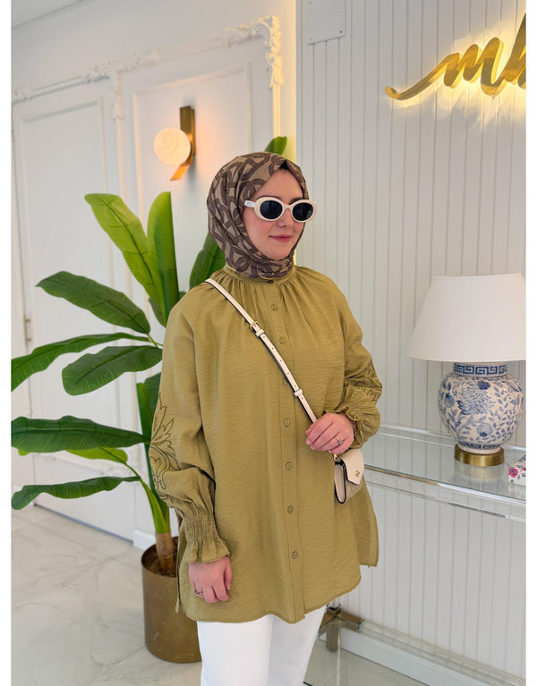 Olive ARYA KOLU NAKIŞLI GÖMLEK