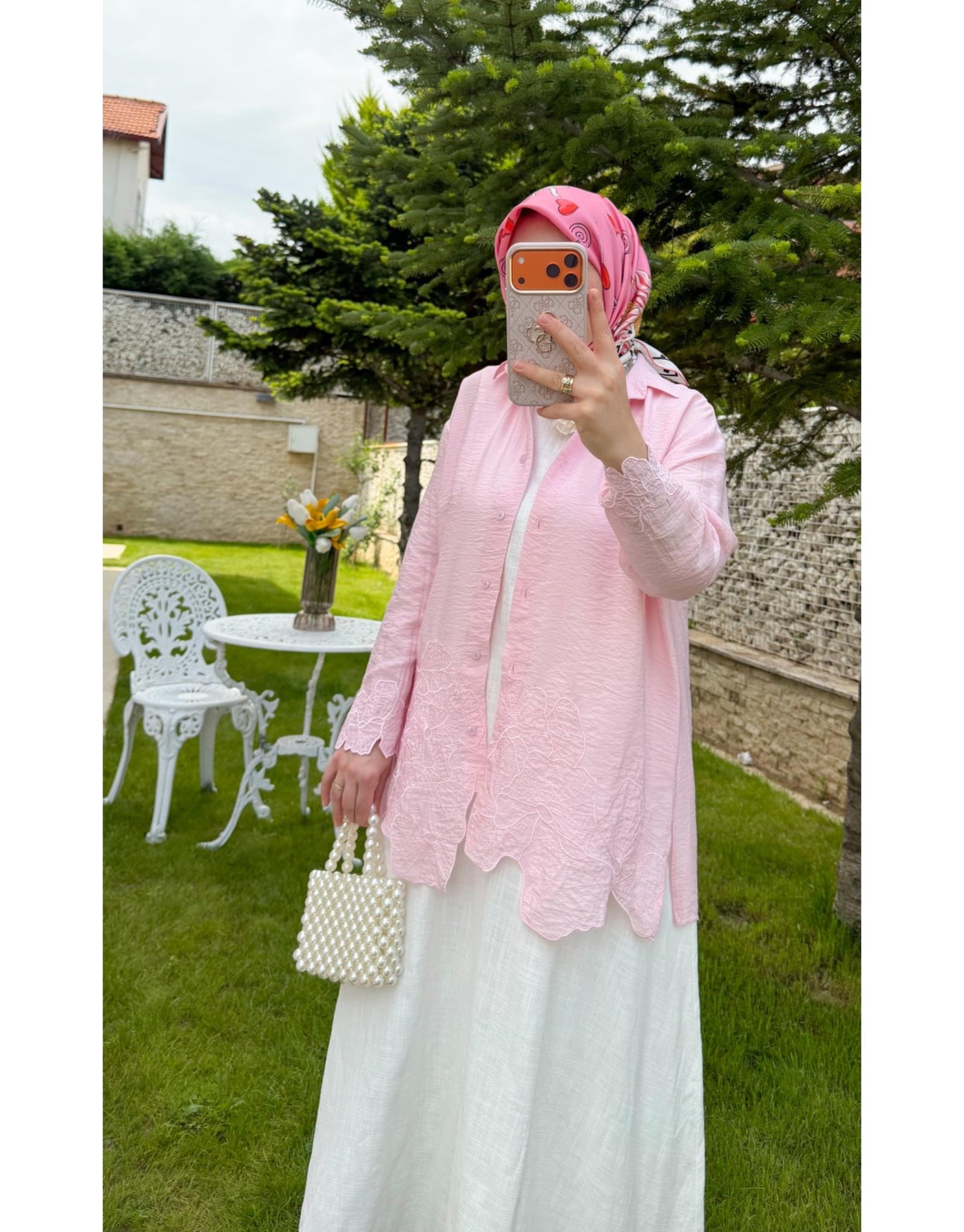 Pembe KUĞU GÜPÜRLÜ GÖMLEK