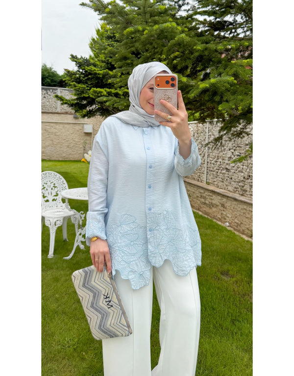 Bebe Mavi KUĞU GÜPÜRLÜ GÖMLEK