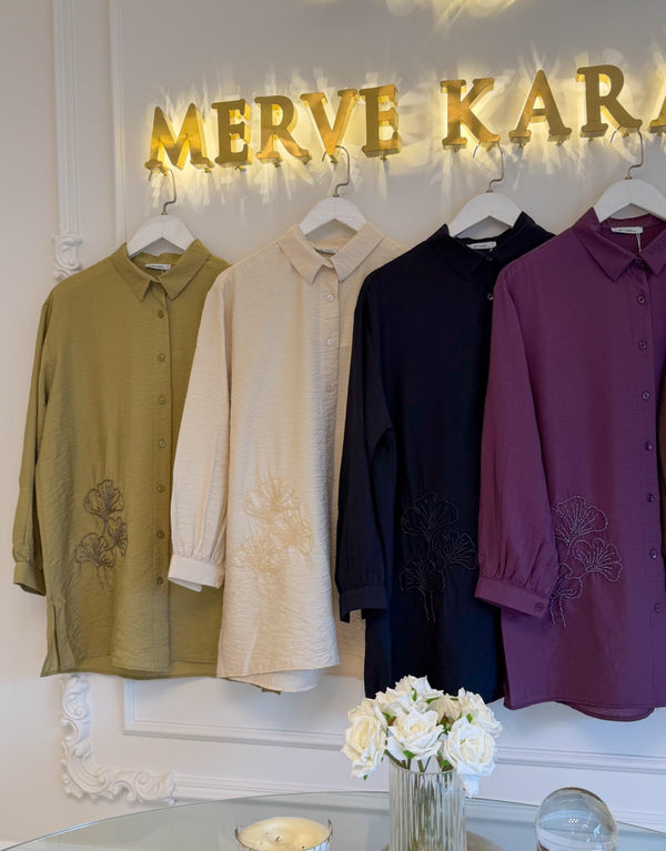 Acı Kahve Mira Yaprak İşleme Gömlek