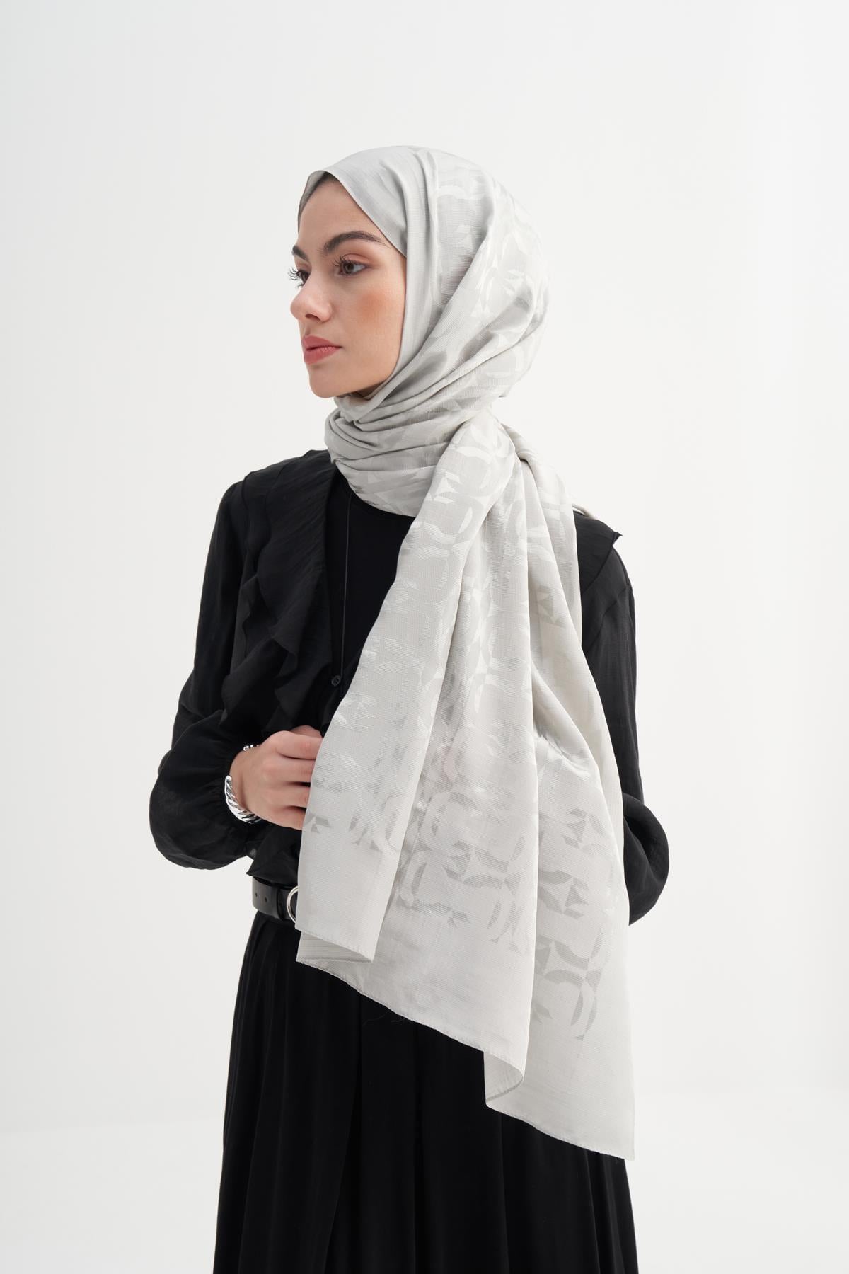 Gümüş Blok Desen Rina Şal