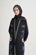Siyah Blossra Monogram Floş Şal