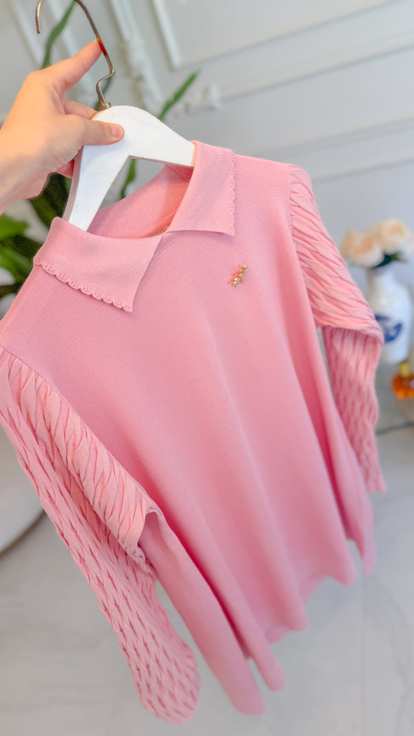 PEMBE BROŞ DETAYLI TRİKO 274