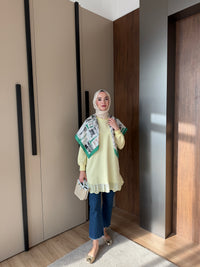 Sarı MK Etek Uçu Dantelli Sweat
