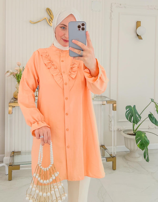 Pastel Somon New Elsa Fırfırlı Gömlek