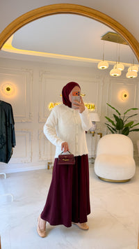 Bordo Mavera Pantolon Etek -1006
