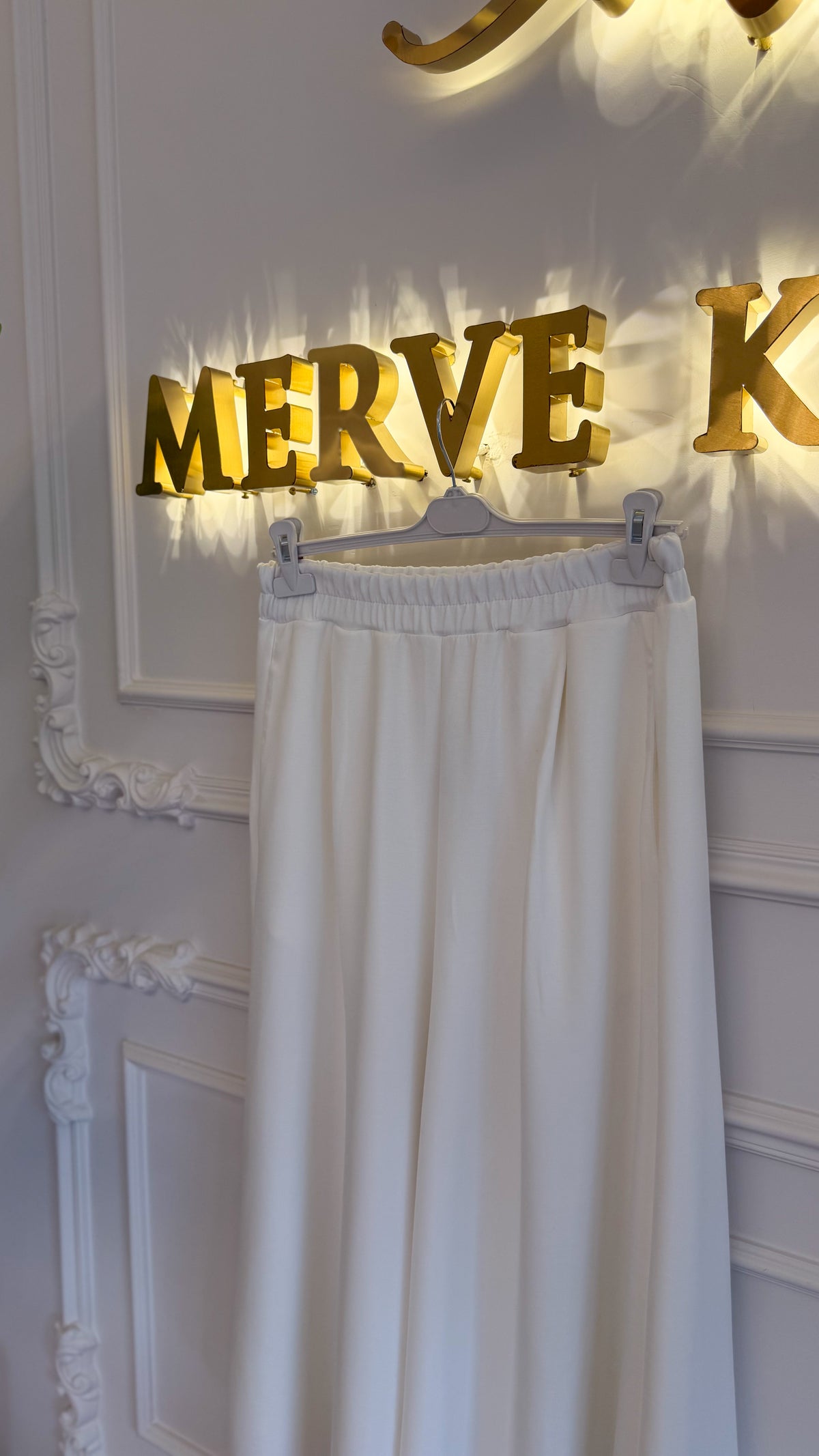 Beyaz Mavera Pantolon Etek -1006