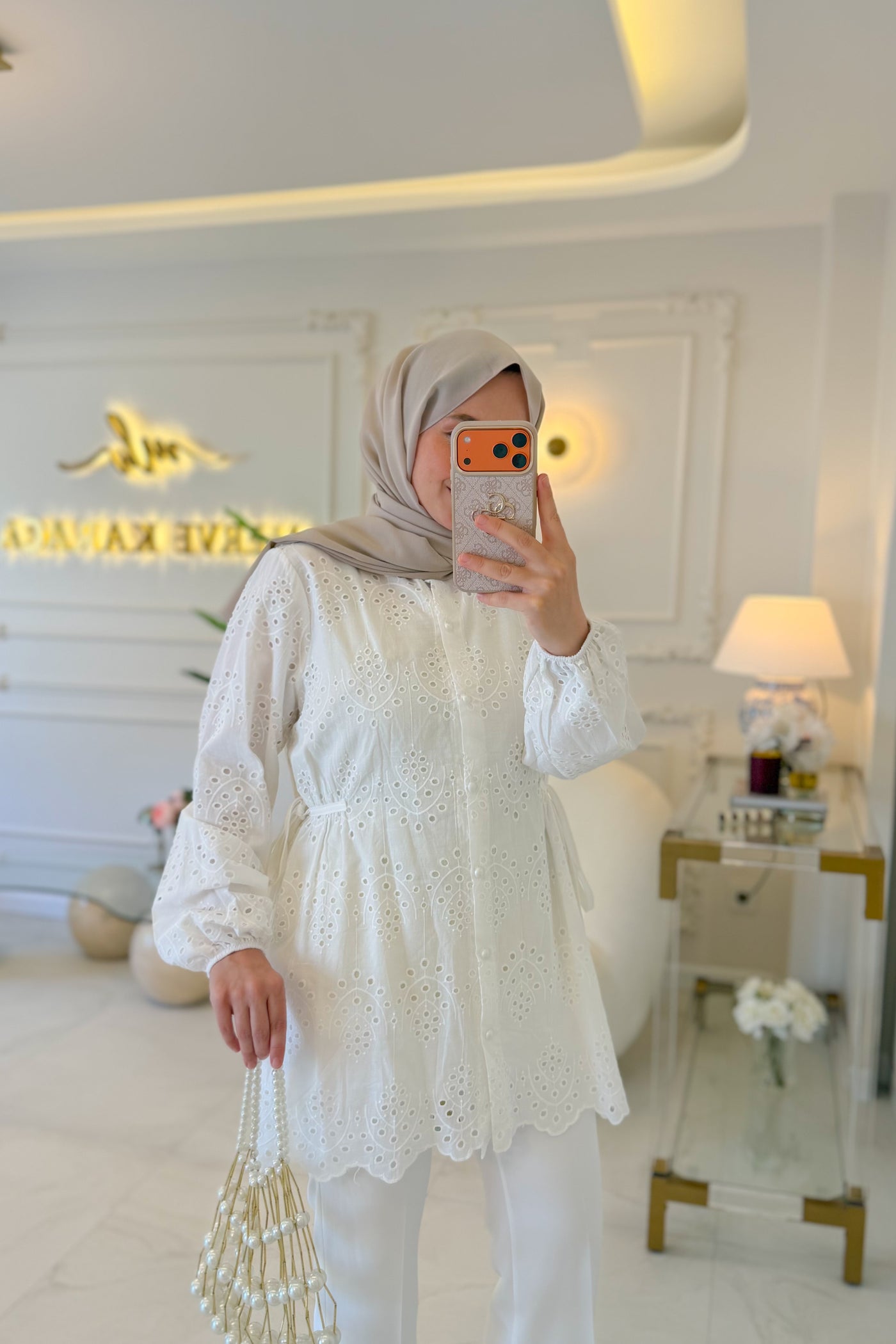 Beyaz Almira Gömlek  -7015