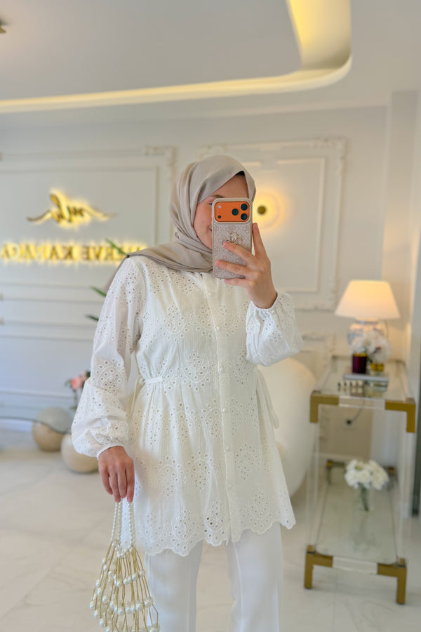 Beyaz Almira Gömlek  -7015