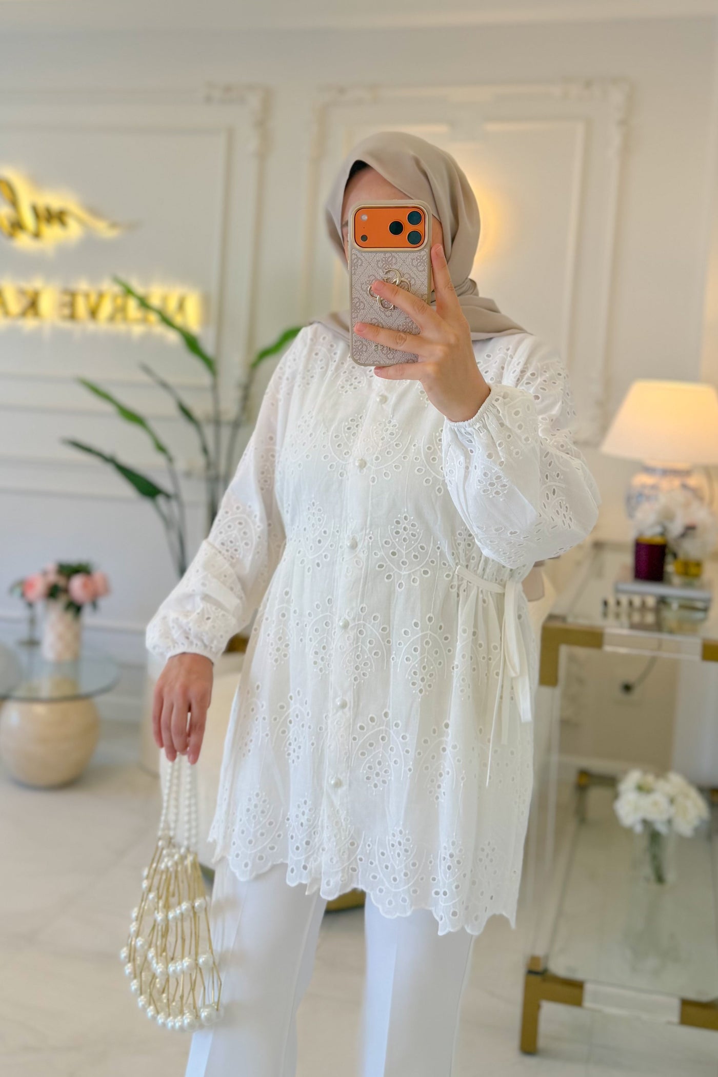 Beyaz Almira Gömlek  -7015