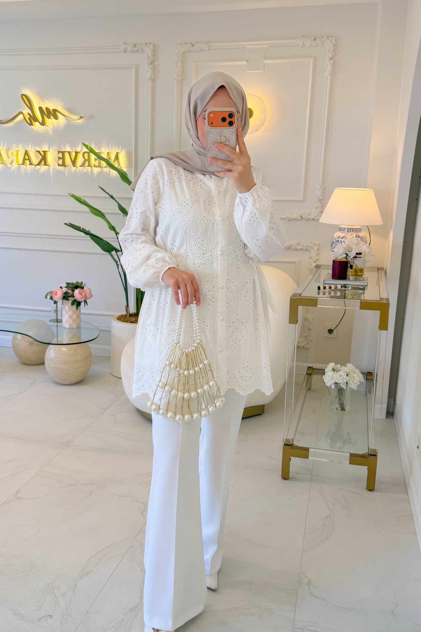 Beyaz Almira Gömlek  -7015