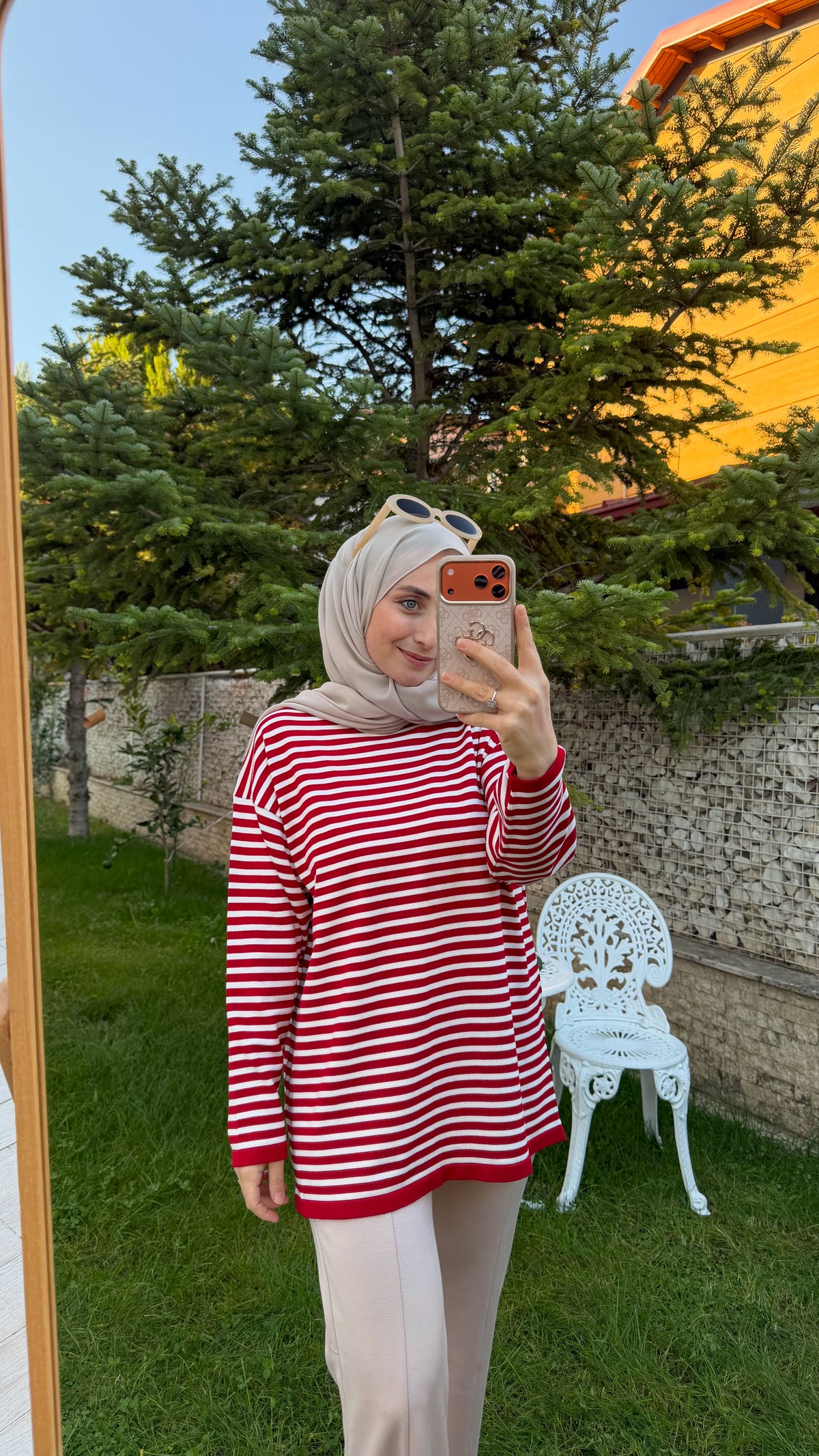 Kırmızı Çizgili Triko Tunik -14172