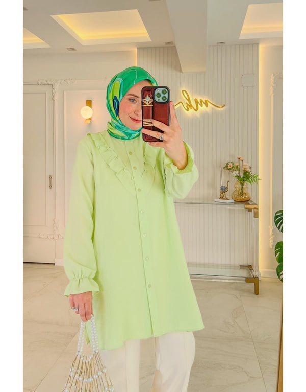 Lime New Elsa Fırfırlı Gömlek