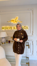 Kahverengi Angora Kuş Nakışlı Hırka -140718