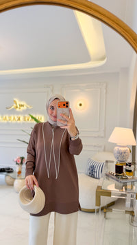 Kahve Fular Detay Tunik
