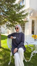 Antrasit Fiyonk Düğmeli Tunik-304