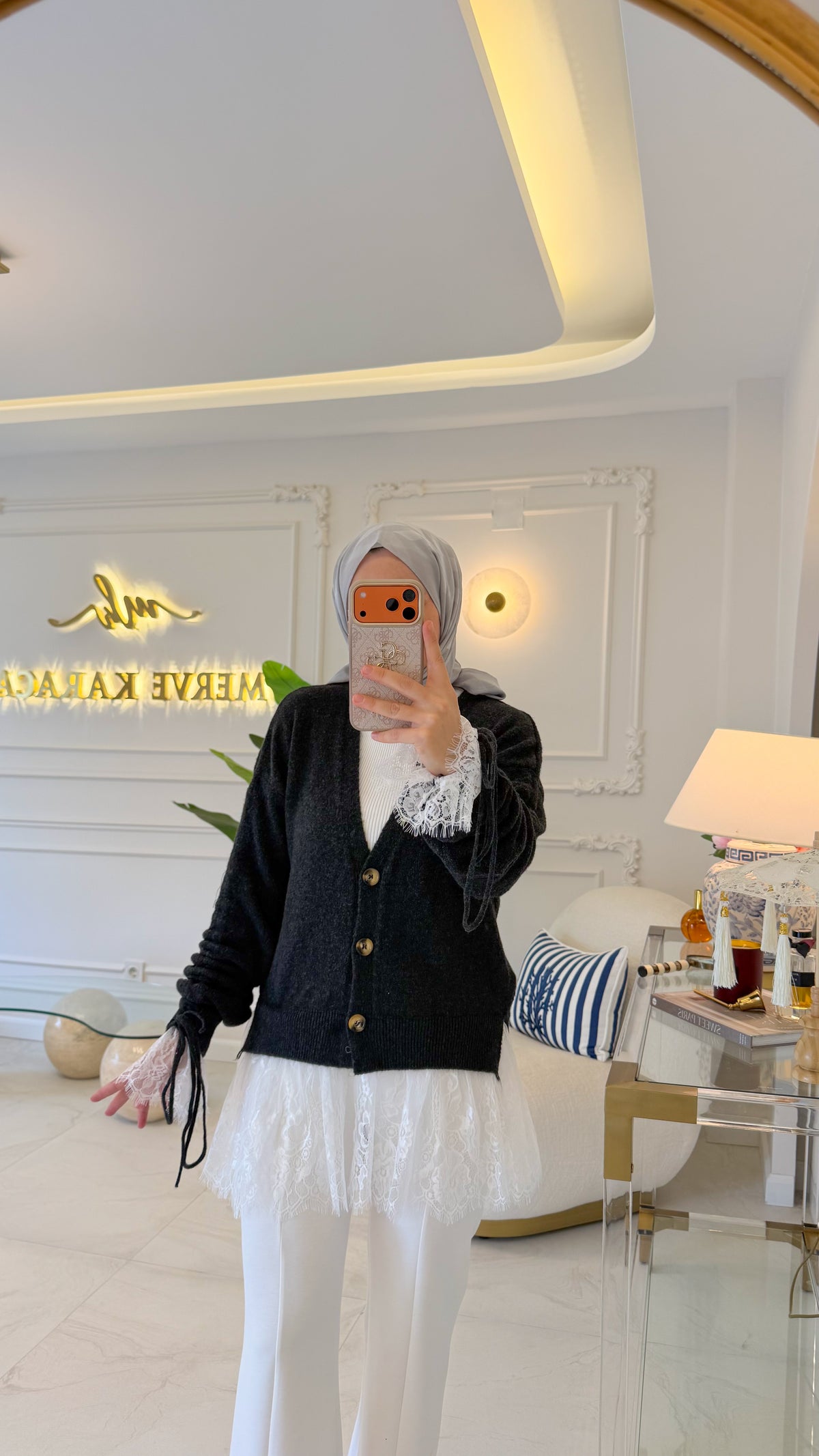 Siyah Dantel Büzgü Hırka-27720