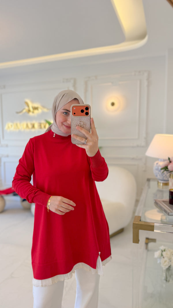 Kırmızı Zarafet Tunik
