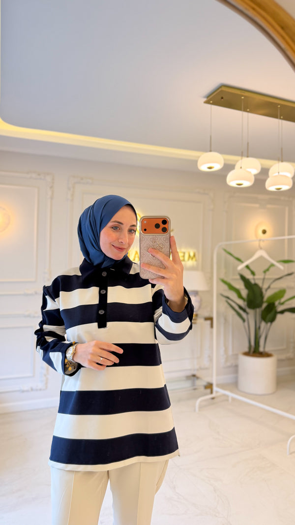 Lacivert Line Bluz-153