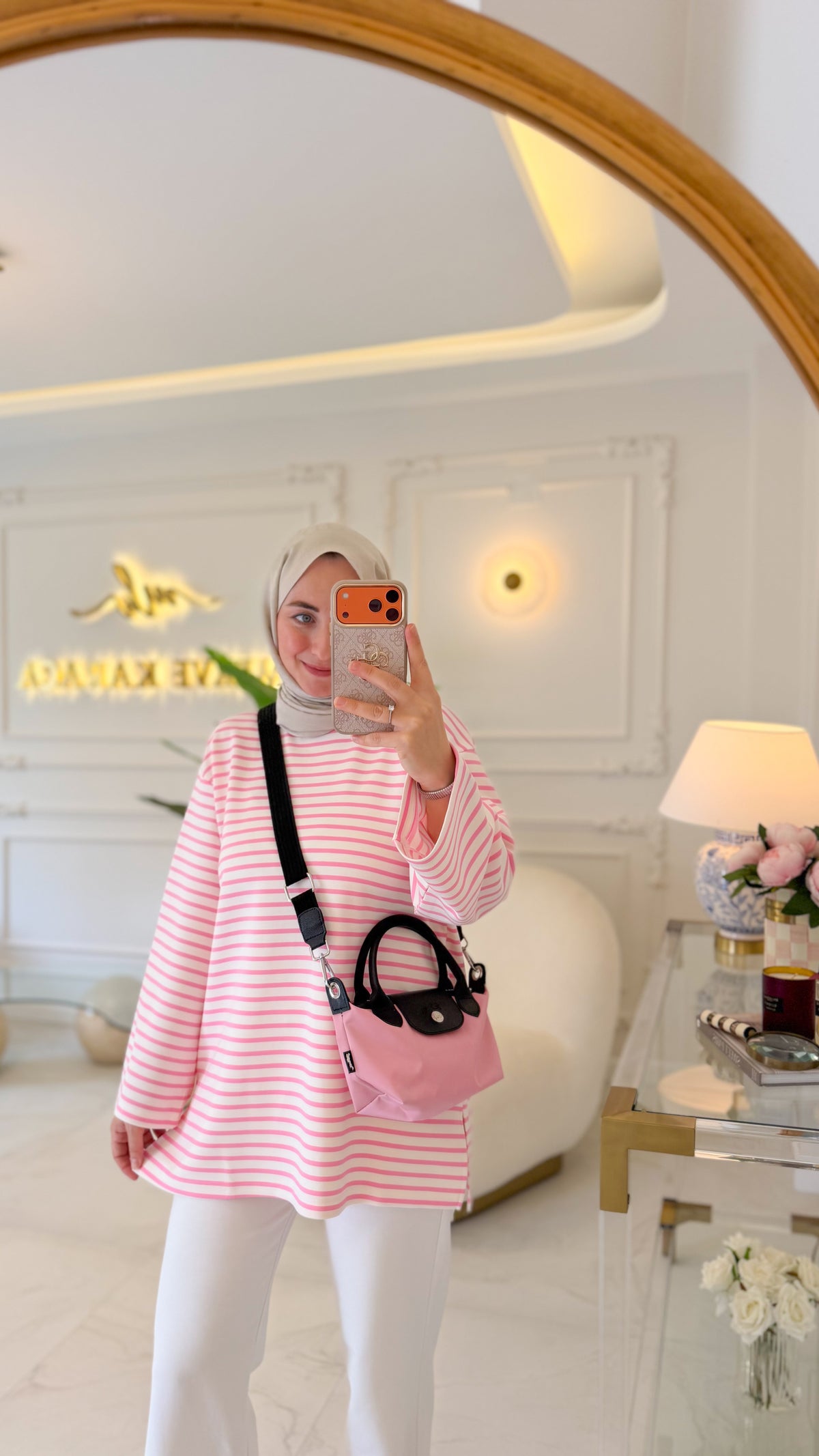 Pembe  Çizgi Detay Sweat