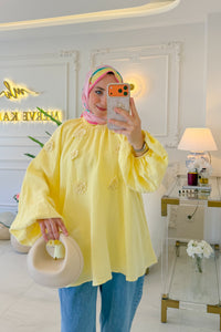 Sarı Çiçek Müslin Tunik