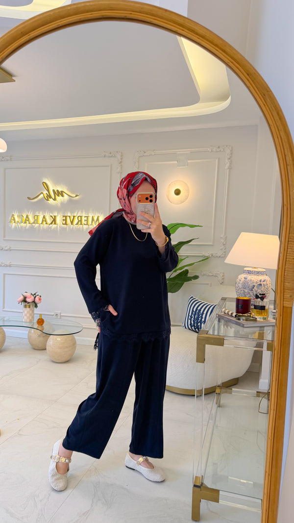 Lacivert  Dantelli Oysho Tunik