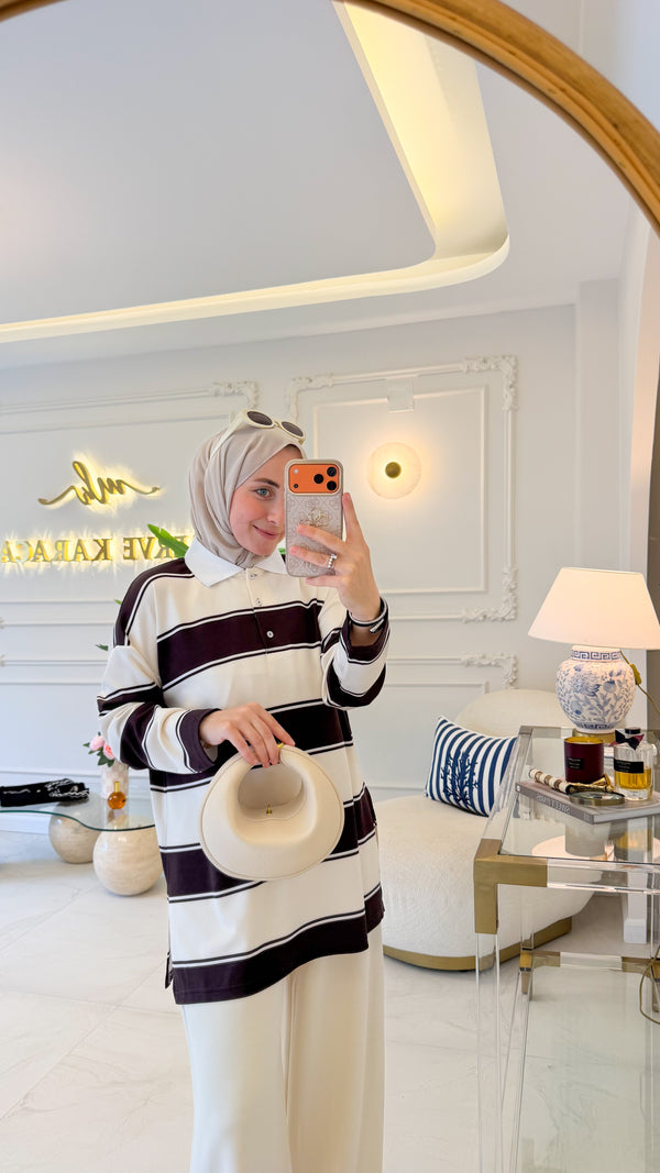 Kahve Çizgili Takım -3213