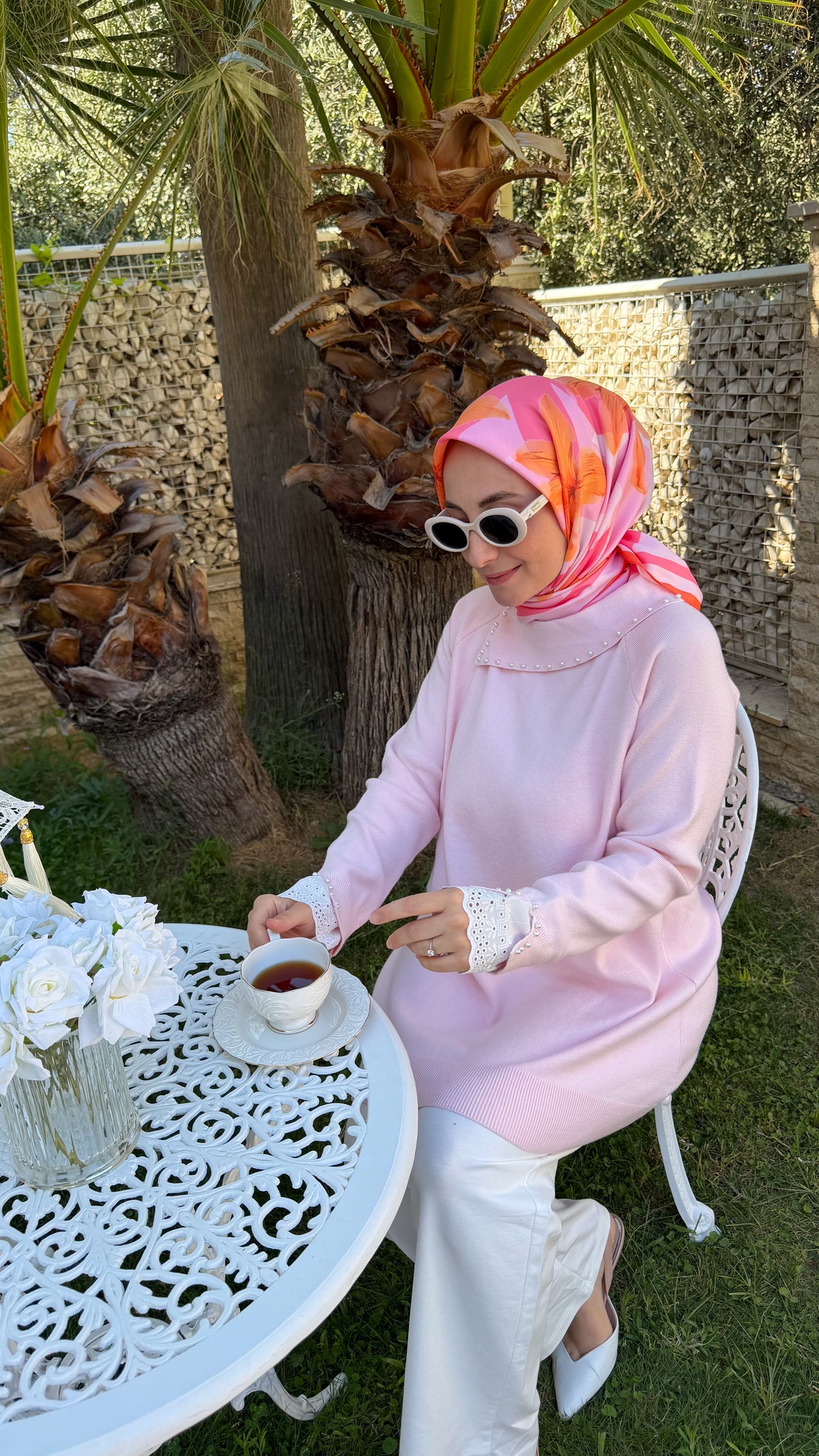 Pembe İnci Manşet Detay Tunik